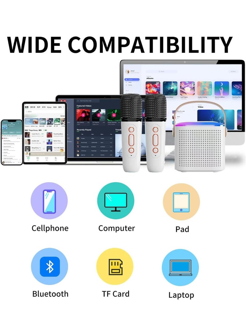 TDOO Mini Karaoke Machine with 2 Wireless Microphone, Portable Bluetooth Karaoke Speaker for Kids and Adults, Gifts for Girls and Boys Birthday Home Party - Image 5